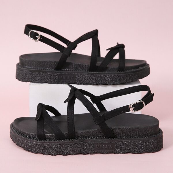 

Minimalist Knot Decor Slingback Sandals, Black