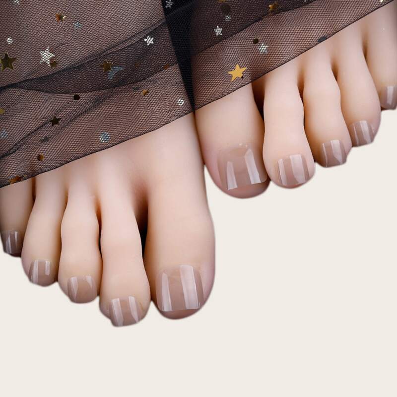 

24pcs Fake Toenail & 1sheet Tape, Dusty pink