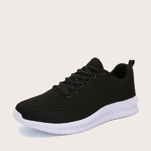 

Men Minimalist Lace Up Front Sneakers, Black