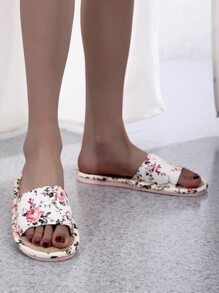 Chanclas con estampado floral - Blanco - Ver 4