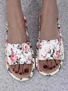 Chanclas con estampado floral - Blanco - Ver 5