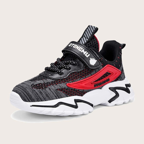 

Boys Letter Graphic Velcro Strap Sneakers, Black