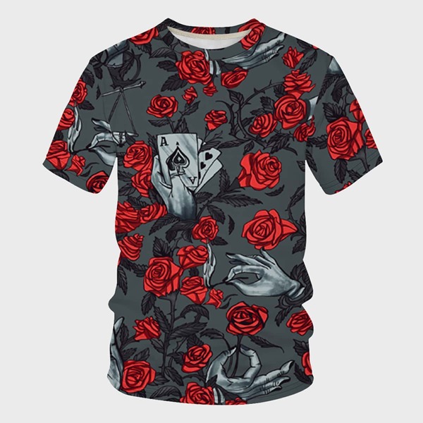 

Men Floral And Hand Print Tee, Multicolor