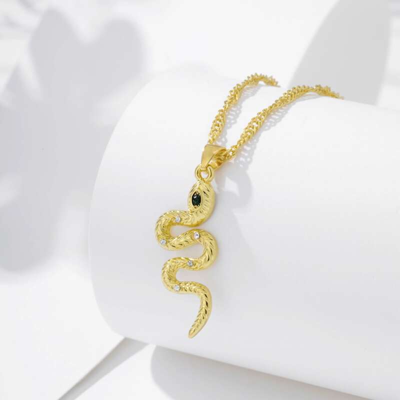 

Serpentine Pendant Necklace, Gold