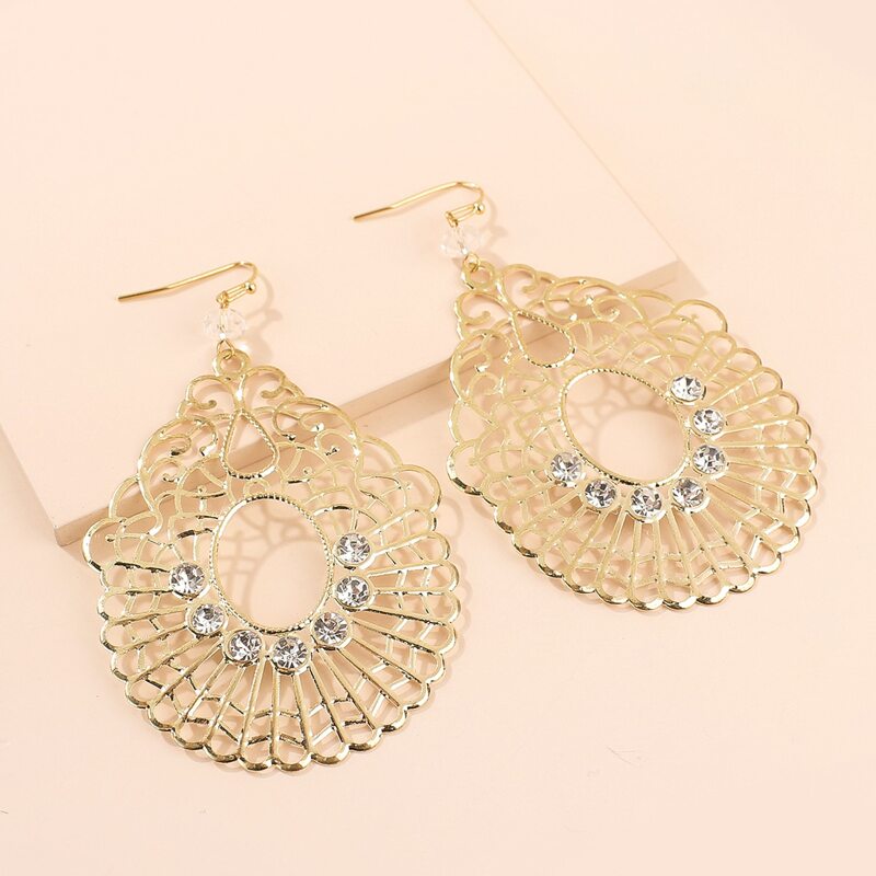 

Rhinestone Decor Drop Earrings, Gold