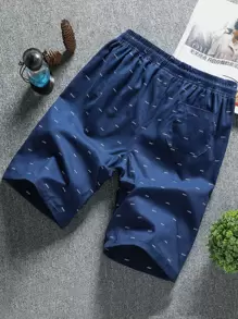 Manfinity RSRT 男士满幅印花抽绳短裤 - 藏蓝色 - 查看 2