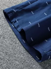 Manfinity RSRT 男士满幅印花抽绳短裤 - 藏蓝色 - 查看 3