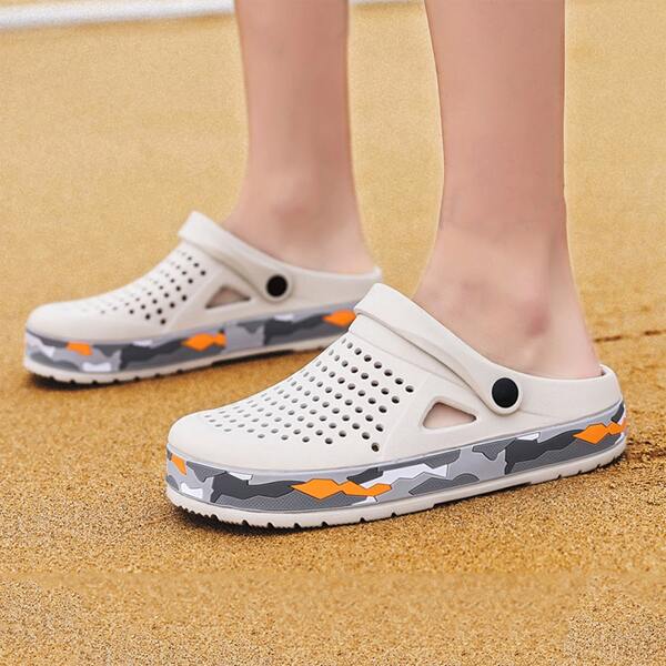 

Men Colorblock Design Slingback Sandals, Grey