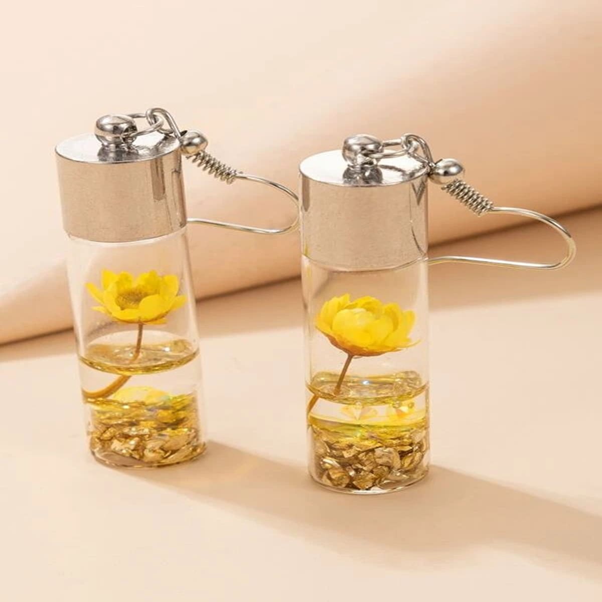 

Flower Decor Drop Earrings, Yellow