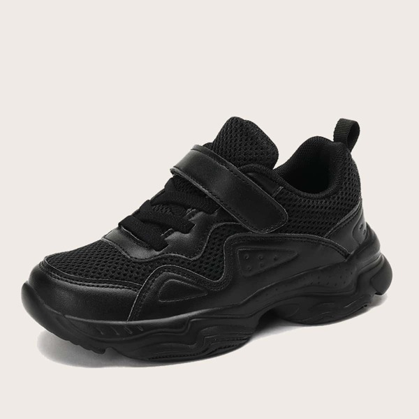 

Boys Mesh Panel Velcro Strap Sneakers, Black