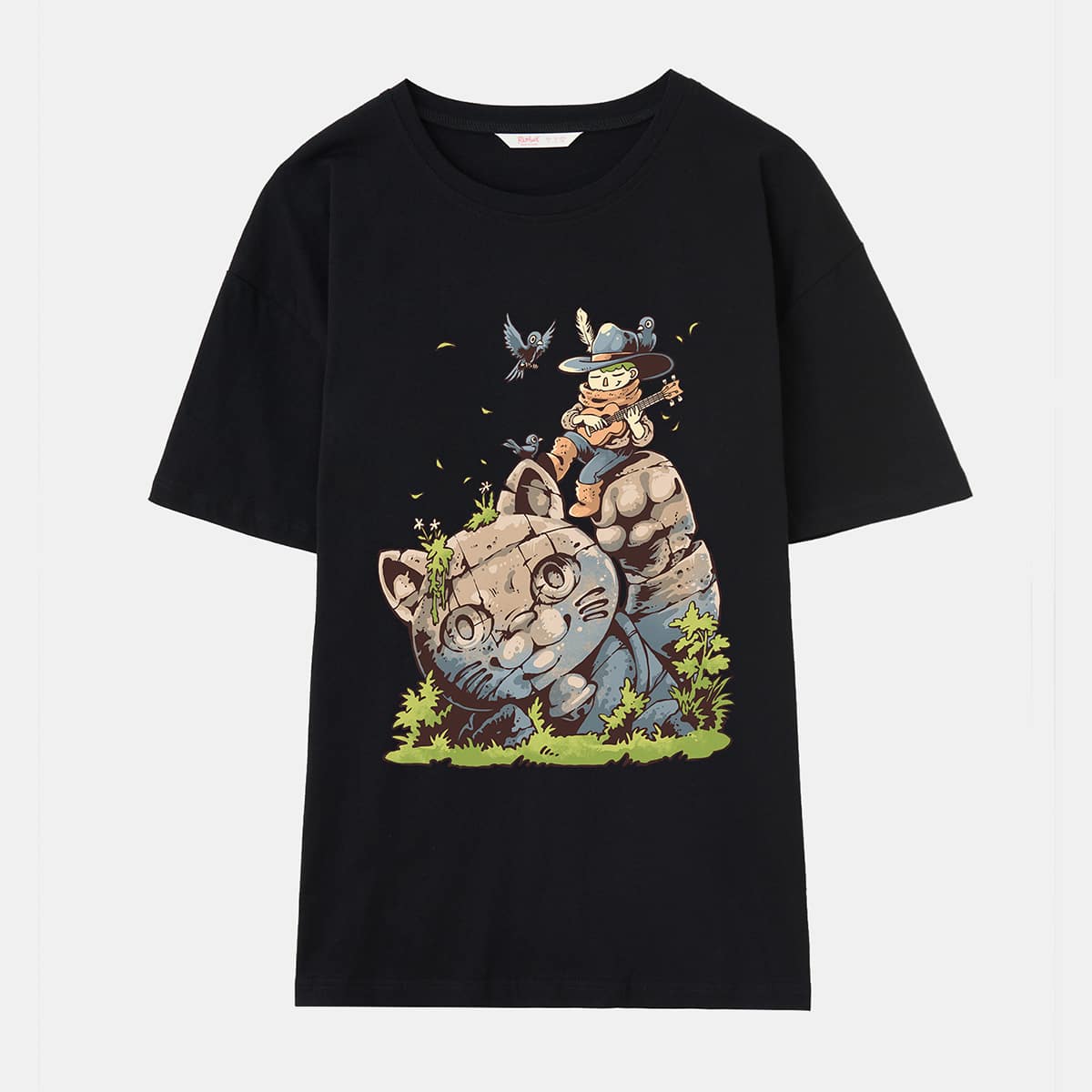 

ROMWE X Benangbaja Figure Graphic Tee, Black