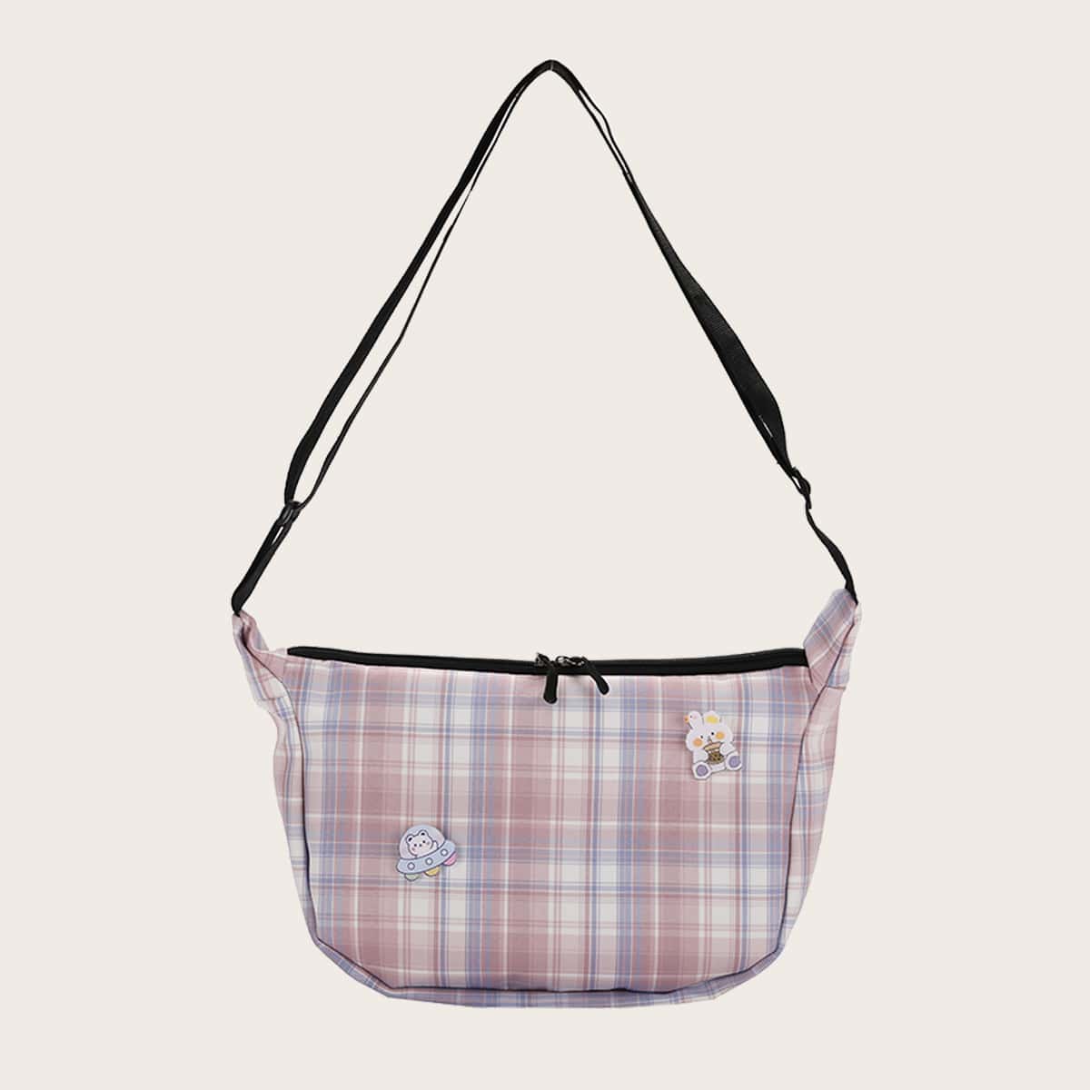 

Plaid Crossbody Bag, Pink