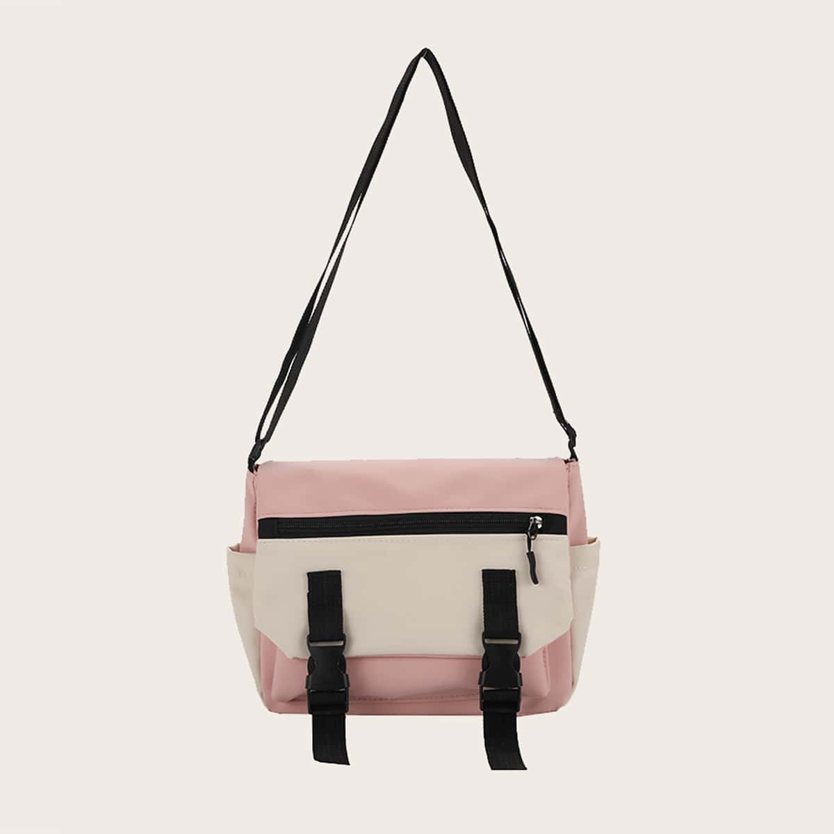 

Colorblock Buckle Crossbody Bag, Multicolor