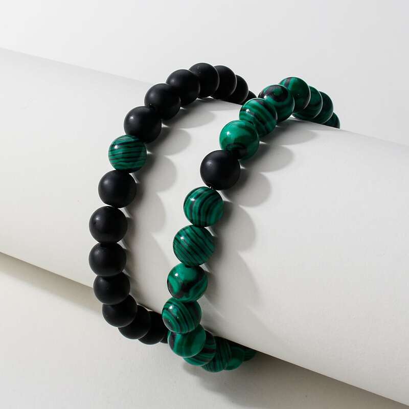 

2pcs Beaded Bracelet, Multicolor