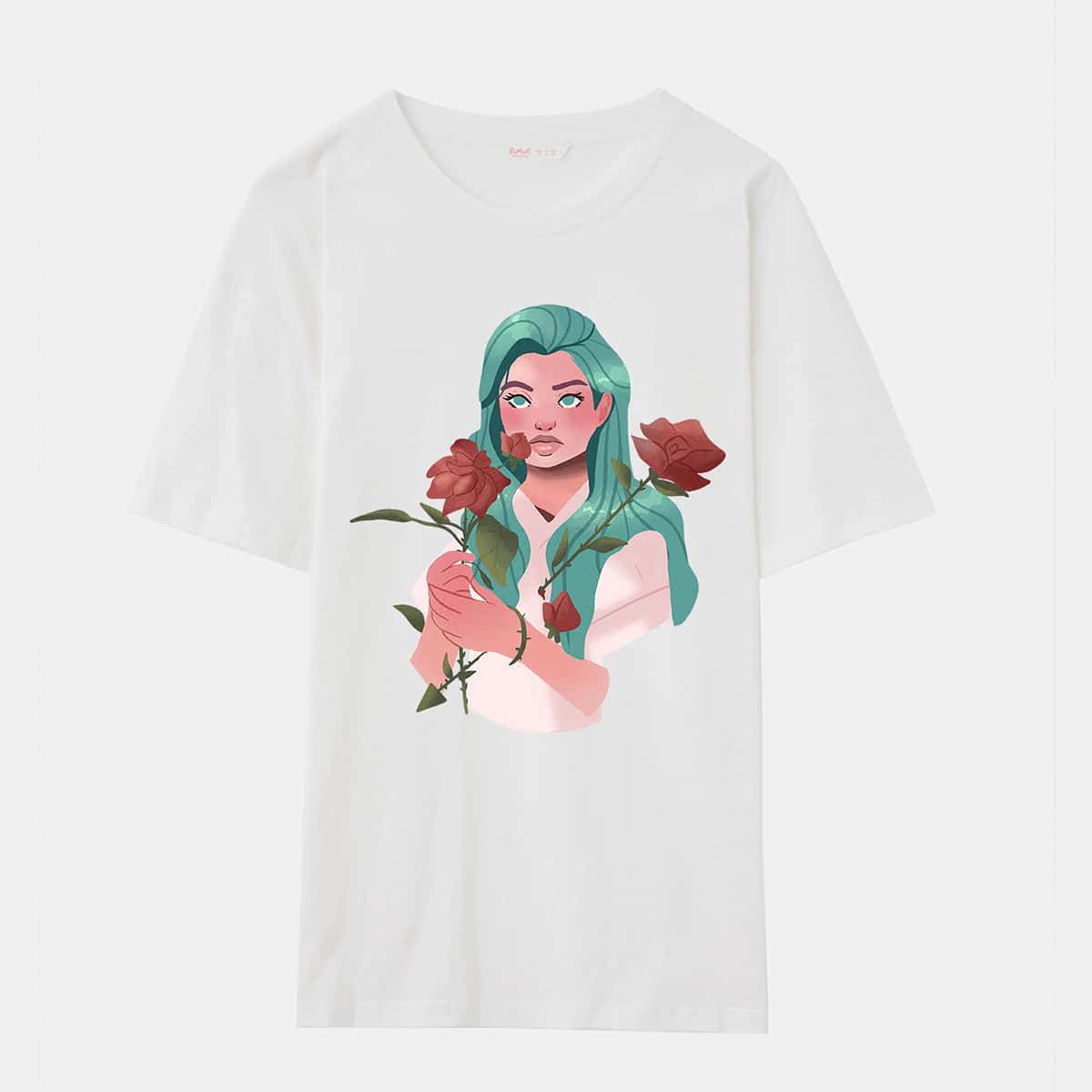 

ROMWE X Rebecaalvarezz Figure Graphic Oversized Tee, White