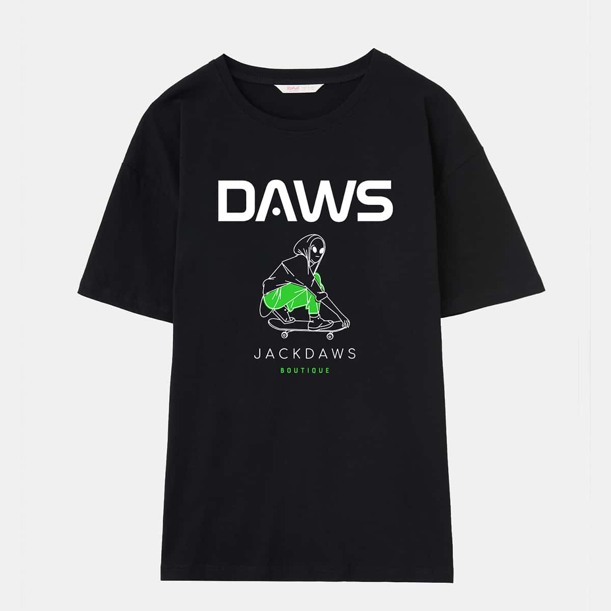 

ROMWE X Jackdawsboutique Letter Figure Graphic Tee, Black