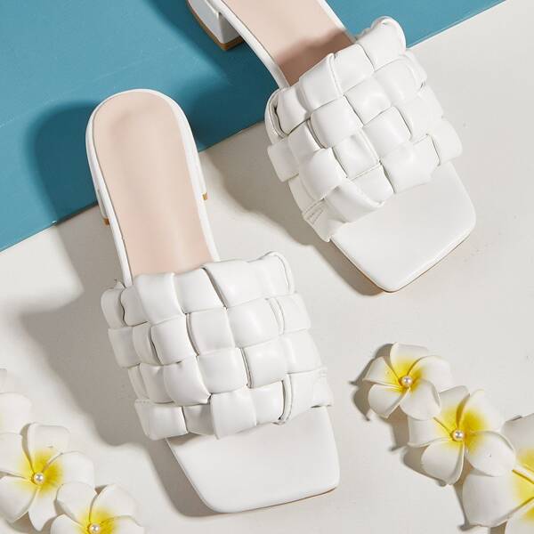 

Minimalist Braided Slide Sandals, White