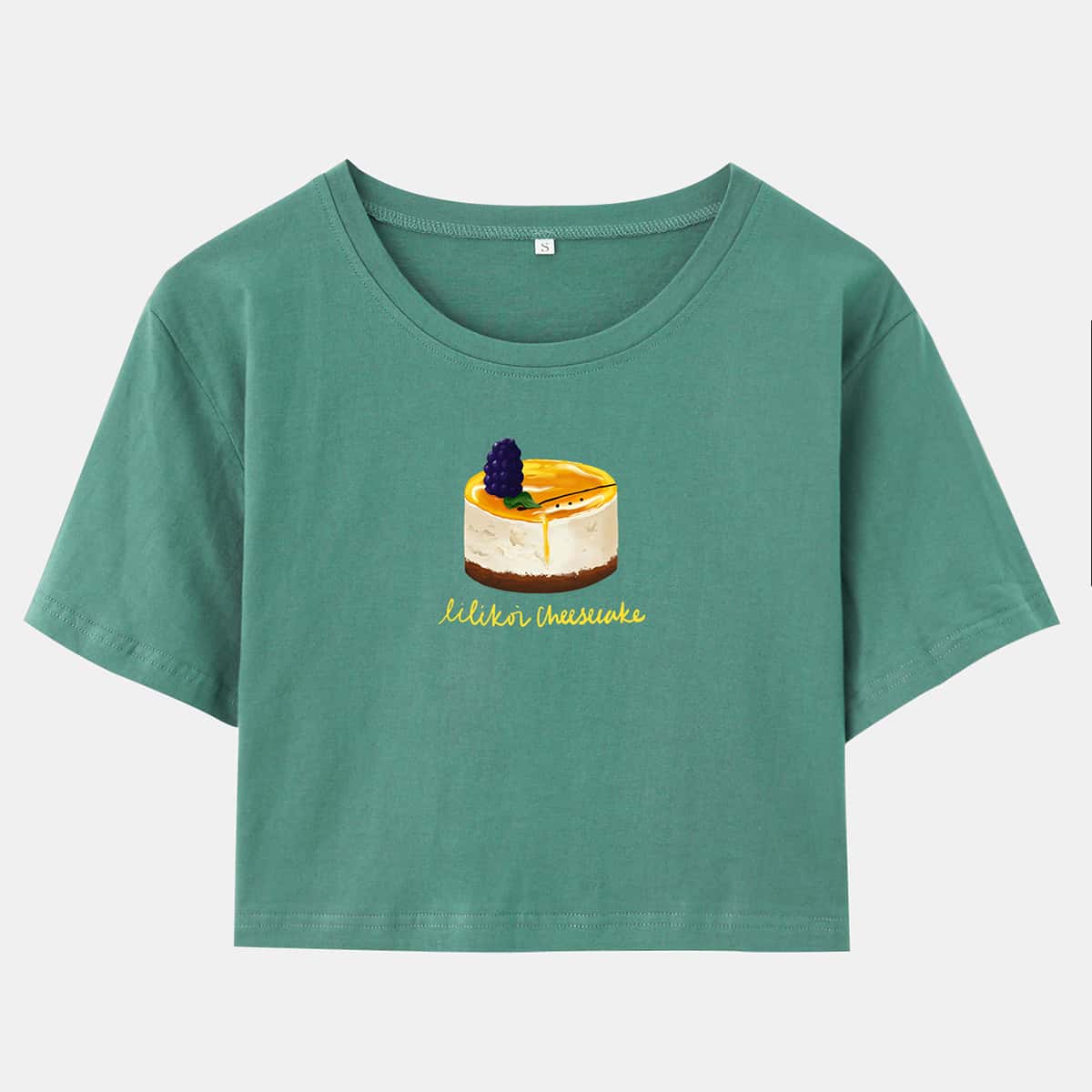 

ROMWE X Rebecaalvarezz Letter Cake Graphic Tee, Green