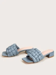 Minimalist Braided Slide Sandals - Dusty Blue - View 2