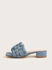 Minimalist Braided Slide Sandals - Dusty Blue - View 3