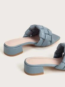 Minimalist Braided Slide Sandals - Dusty Blue - View 4