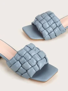 Minimalist Braided Slide Sandals - Dusty Blue - View 5
