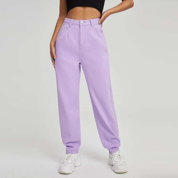 

High Waist Jogger Jeans, Lilac purple