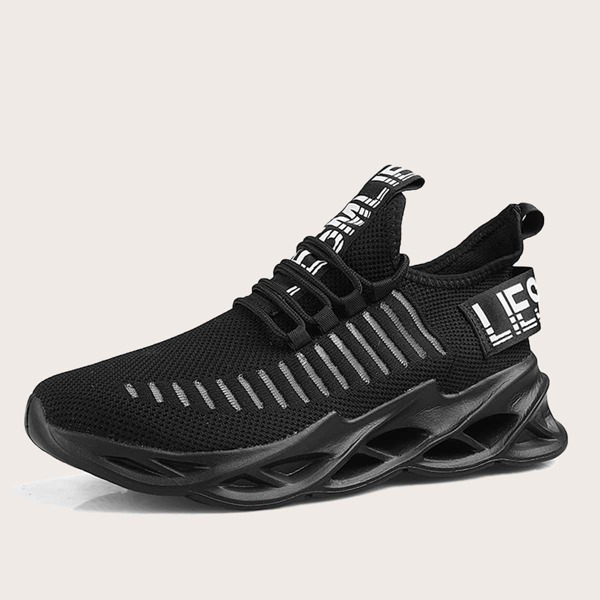 

Men Letter Graphic Lace Up Decor Sneakers, Black