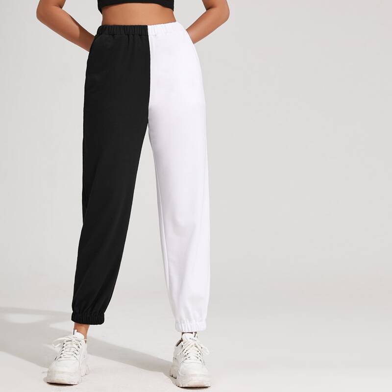

Two Tone Cropped Sweatpants, Black and white