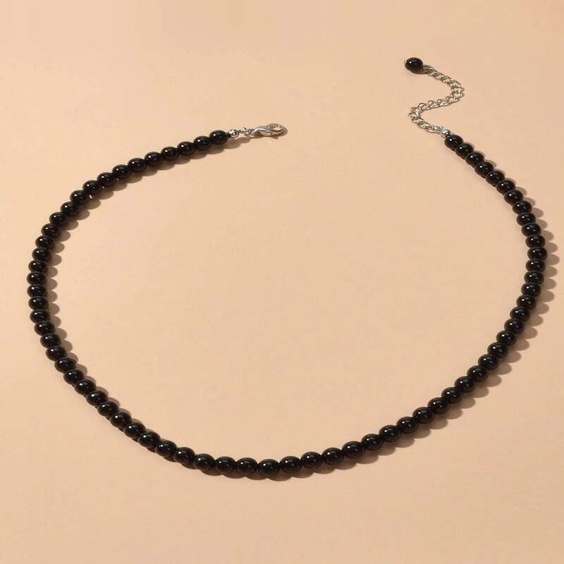 

Simple Beaded Necklace, Black