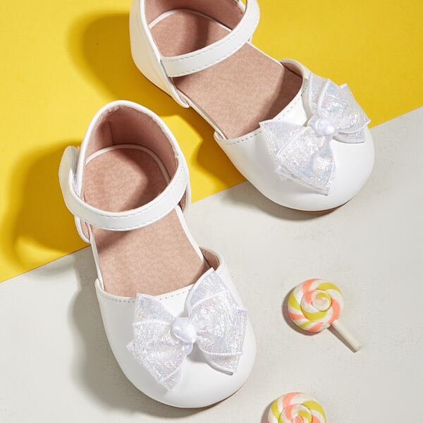 

Toddler Girls Bow Decor Flats, White