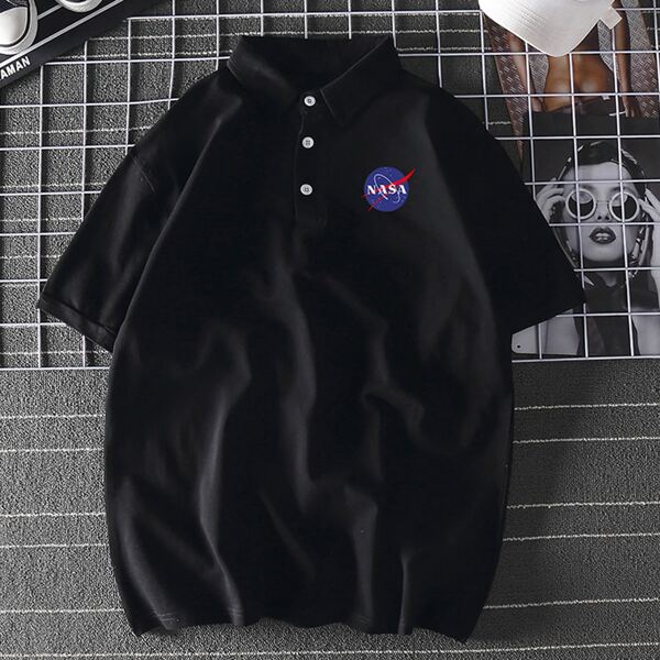 

Men Letter Graphic Polo Shirt, Black