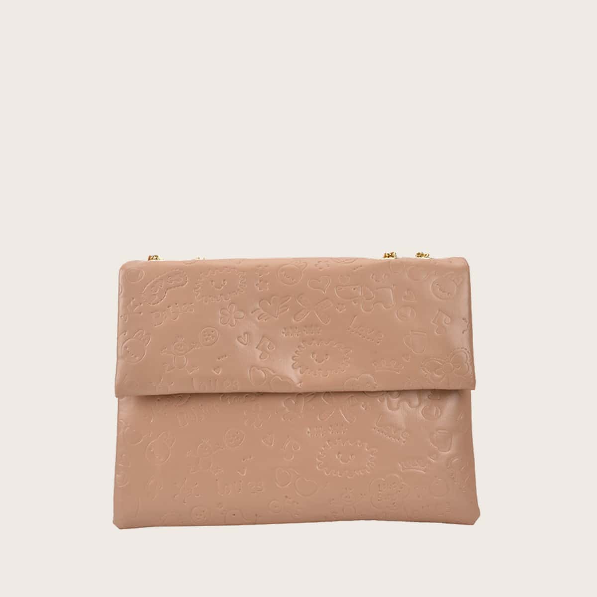 

Cartoon Embossed Crossbody Bag, Khaki