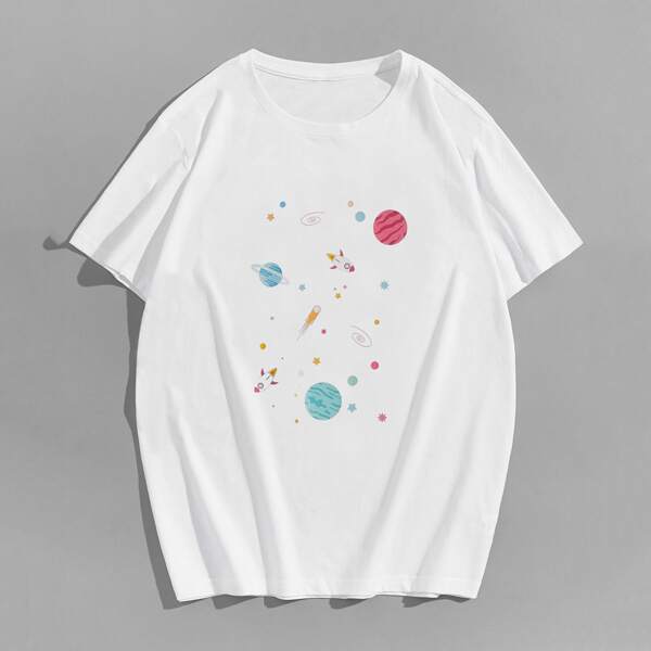 

Men Galaxy Print Tee, White