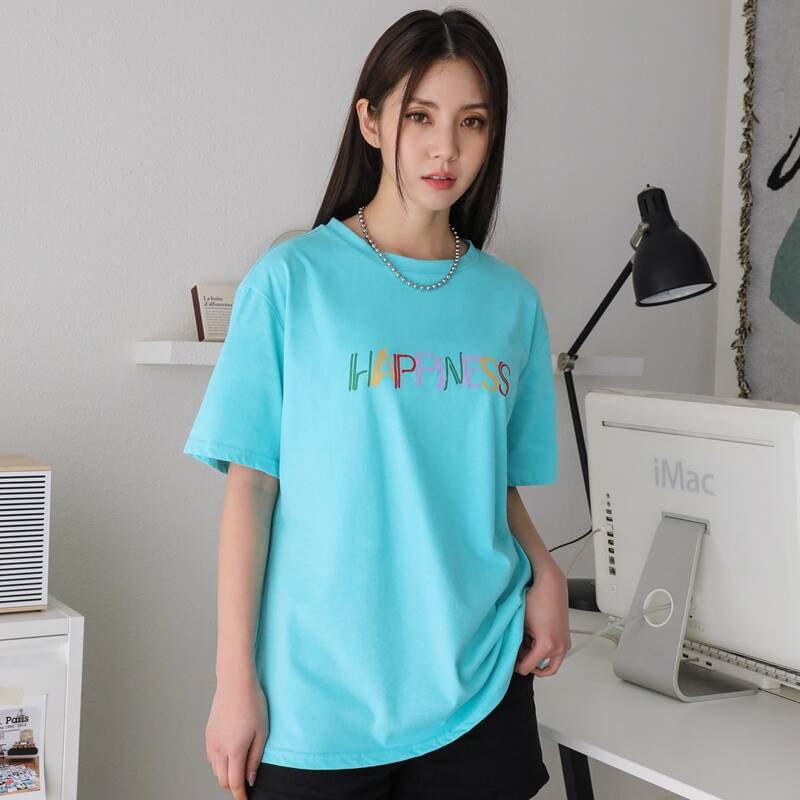 

Letter Graphic Drop Shoulder Tee, Mint blue
