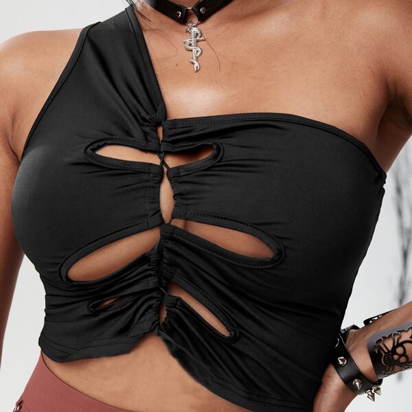

Plus One Shoulder Cut Out Top, Black