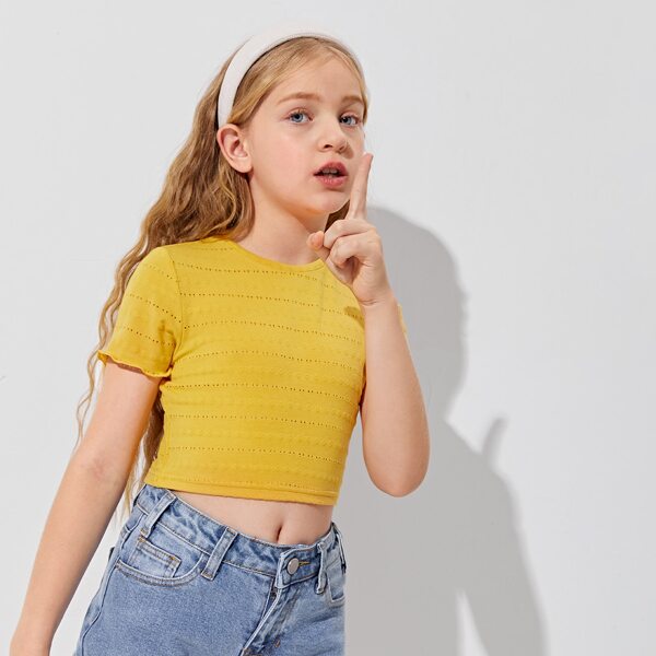

Girls Solid Crop Tee, Yellow