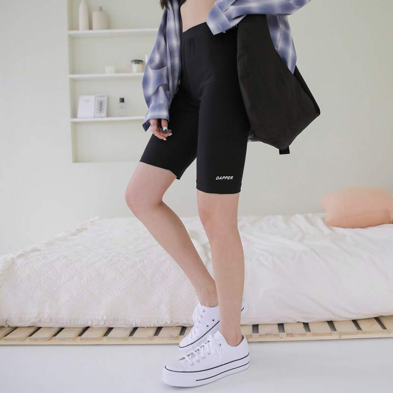 

Letter Graphic Biker Shorts, Black