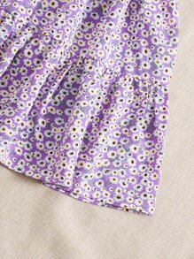 Soleia Tie Front Lace Trim Top & Ditsy Floral Skirt Set - Multicolor - View 4