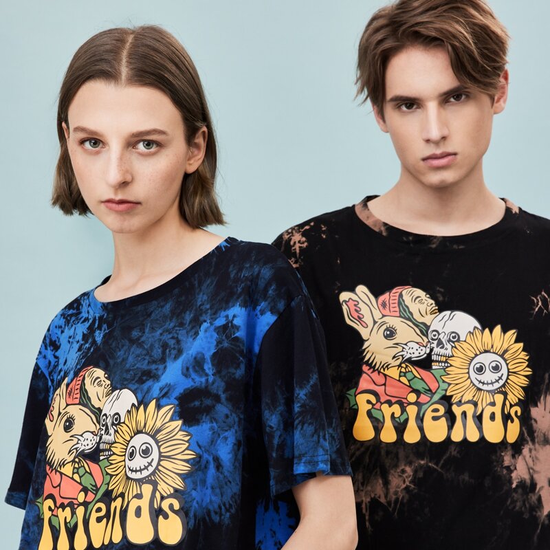 

Unisex 1pc Skull & Tie Dye Tee, Blue