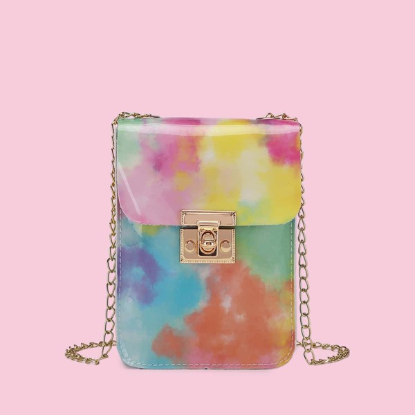 

Twist Lock Tie Dye Chain Bag, Multicolor