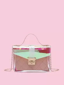 Mini Twist Lock Holographic Satchel Bag
