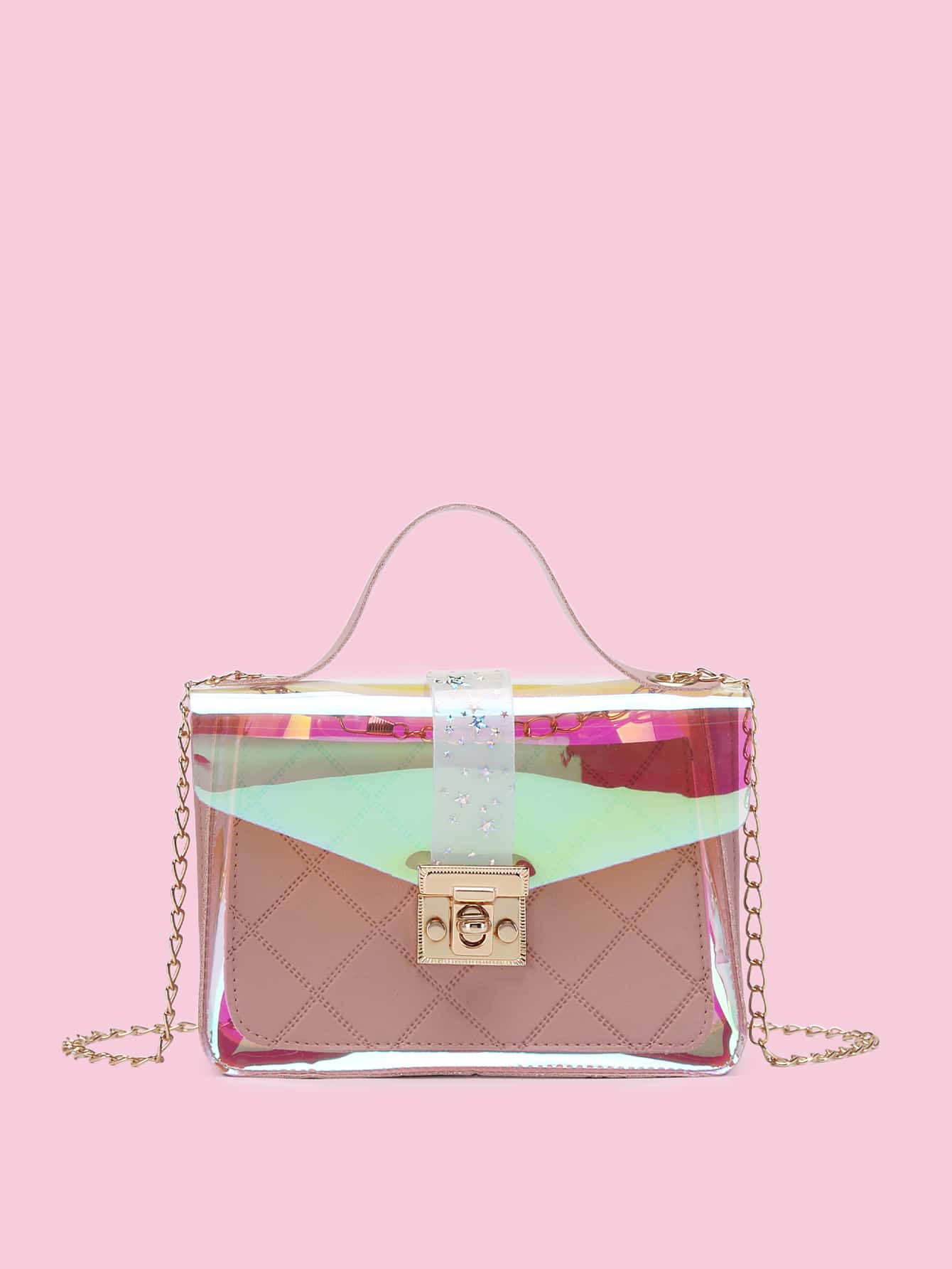 Mini Twist Lock Holographic Satchel Bag