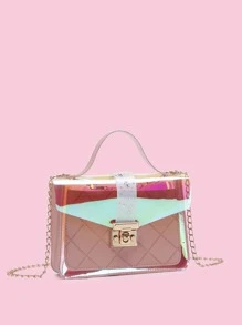 Mini Twist Lock Holographic Satchel Bag