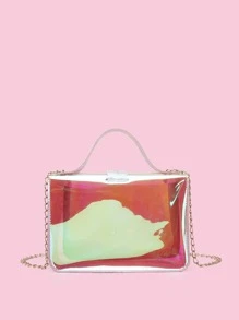 Mini Twist Lock Holographic Satchel Bag