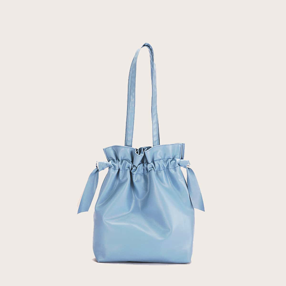 

Solid Drawstring Tote Bag, Blue