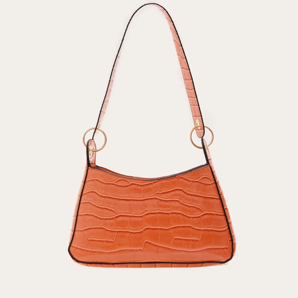 

Croc Embossed Shoulder Bag, Orange