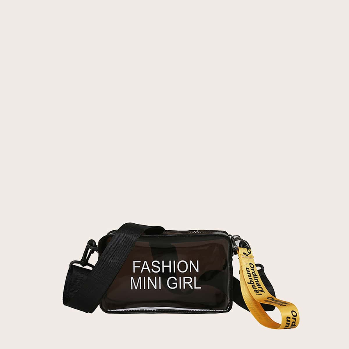 

Letter Graphic Clear Crossbody Bag, Black