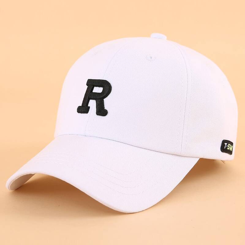 

Letter Embroidery Baseball Cap, White