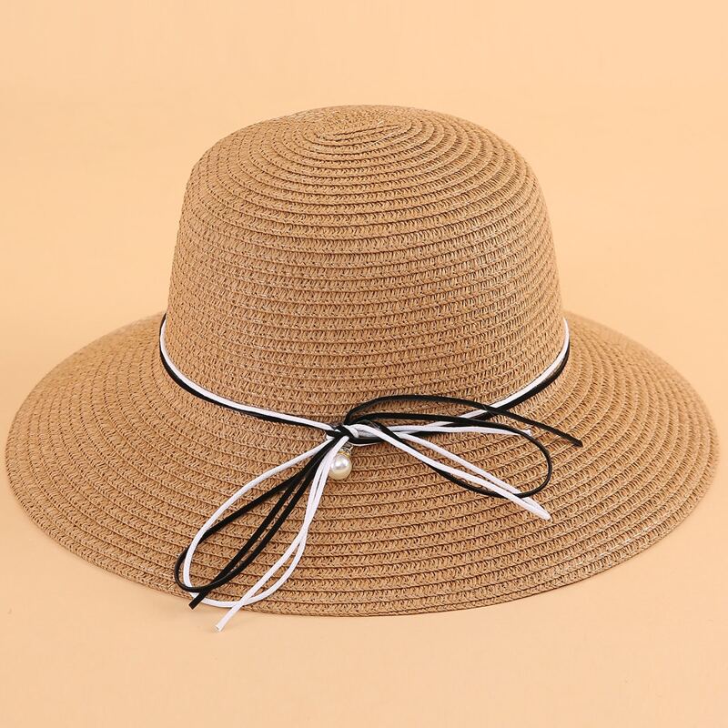 

Bow Decor Straw Hat, Khaki
